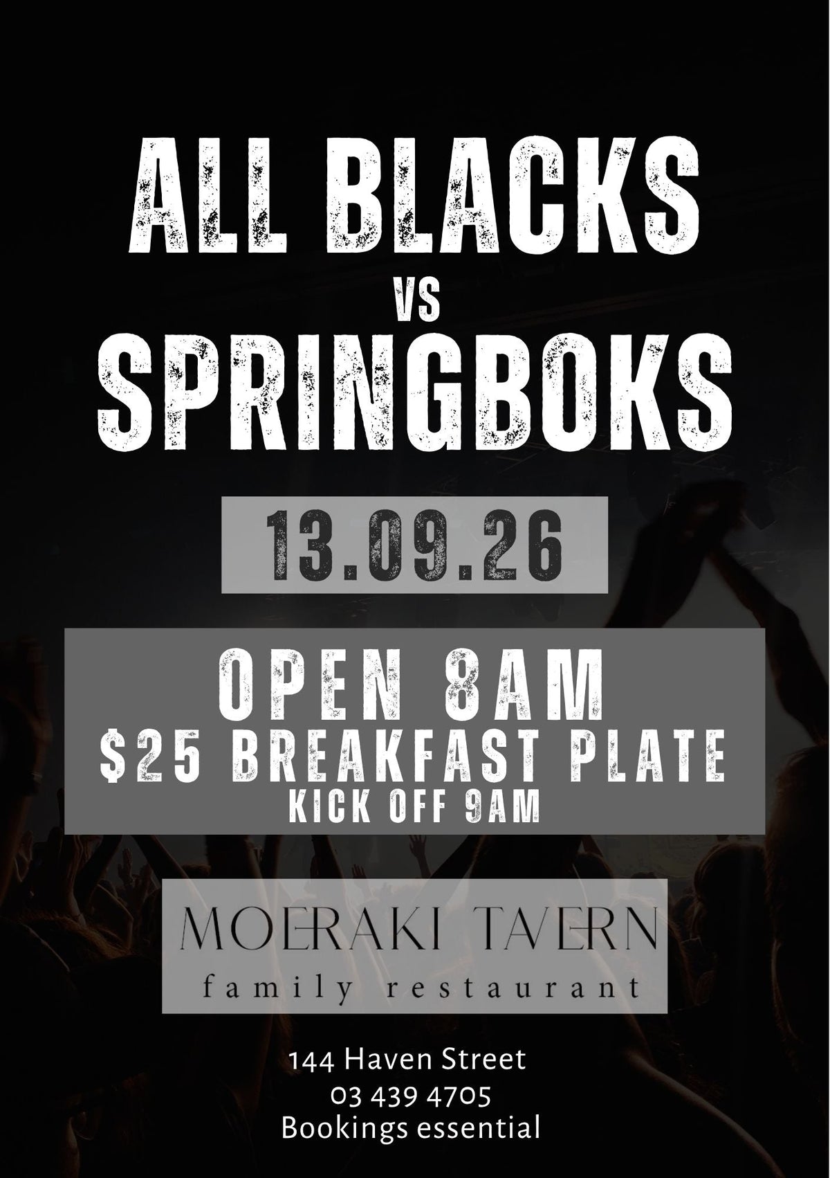 All Black vs SpringBoks Breakfast