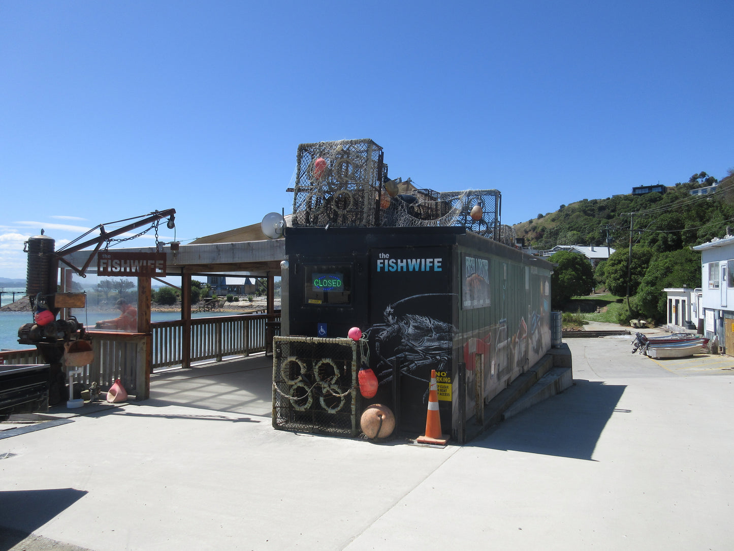 Fish Wife seafood shopfront in Moeraki, New Zealand