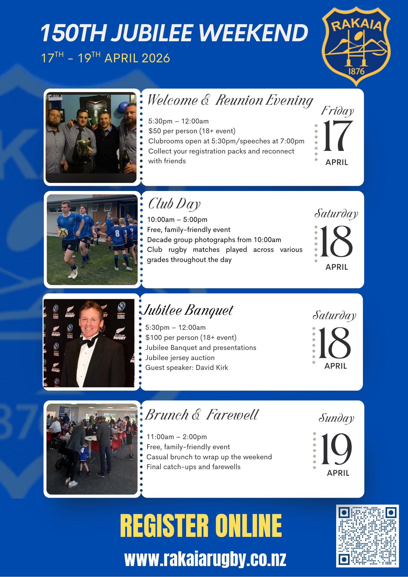 RAKAIA RUGBY CLUB 150TH JUBILEE