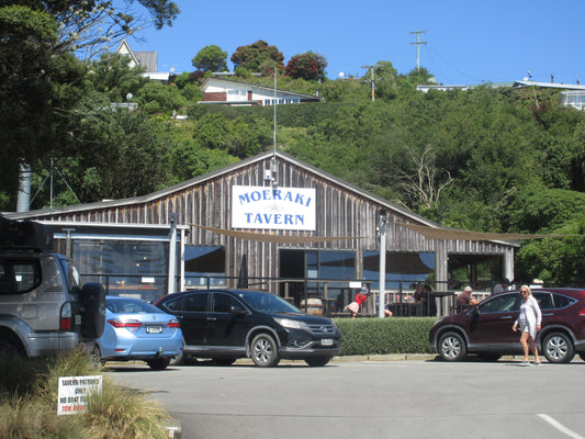 Moeraki Tavern overlooking the coastline in Otago, New Zealand