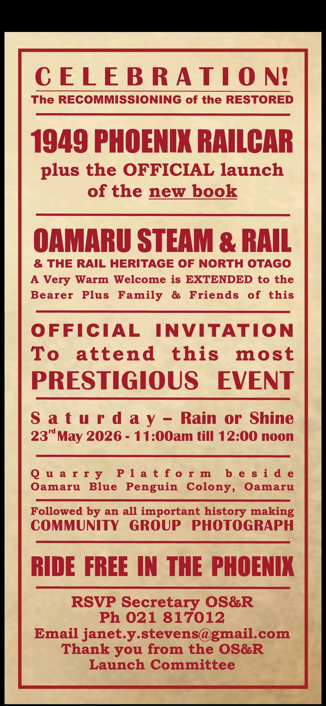 Celebrate the Recommissioning of the Restored 1949 Phoenix Railcar