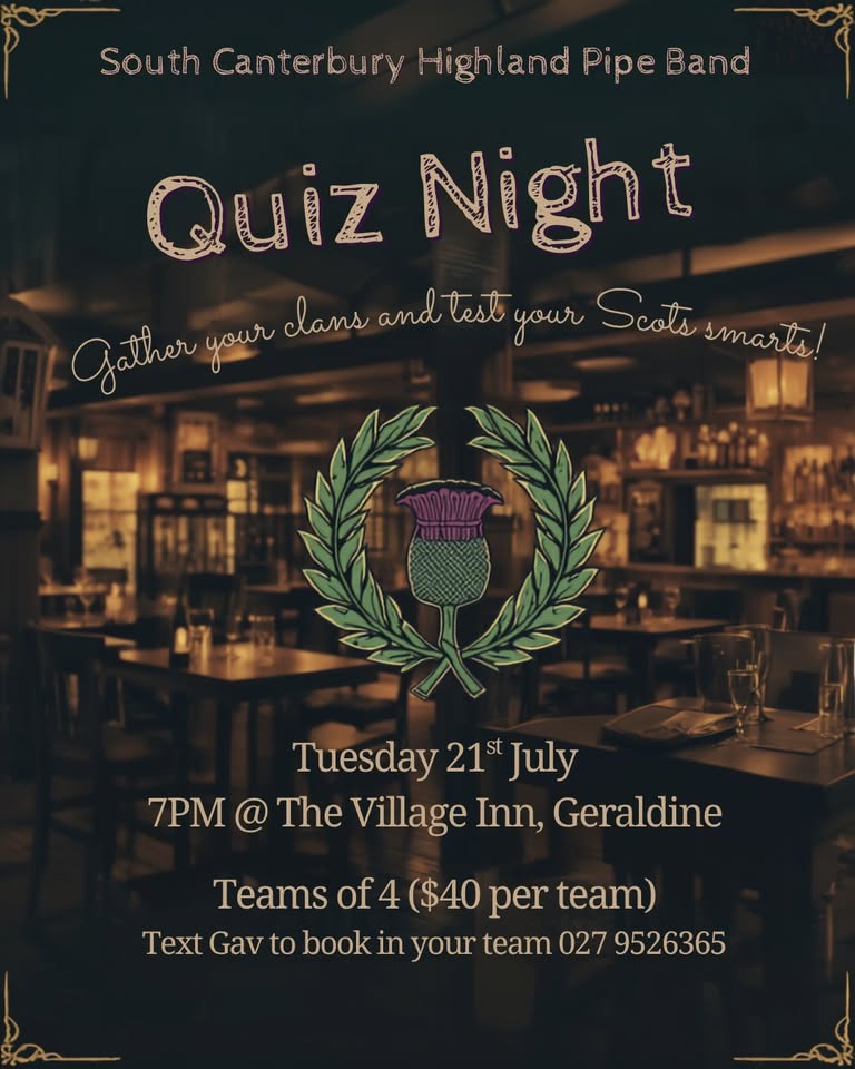 Quiz Night - South Canterbury Highland Pipe Band